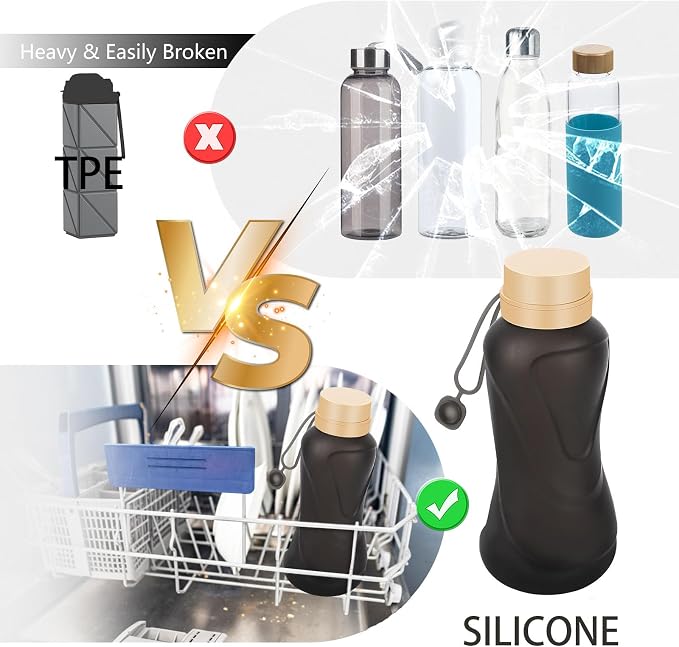 Collapsible Water Bottles 2 Pack, Leak Proof, Reuseable BPA Free Silicone - Image 6