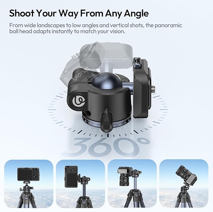 ULANZI Ombra ⅡCamera Tripod 61.5 Inch, 360° Ball Head Travel Tripod Stand - Image 4