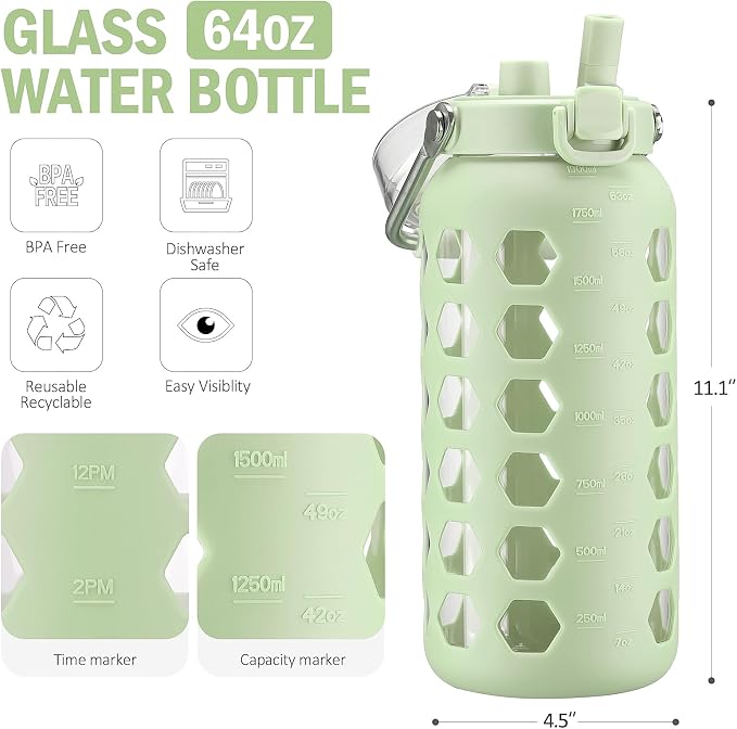 MUKOKO 64oz Glass Water Bottles - Image 3
