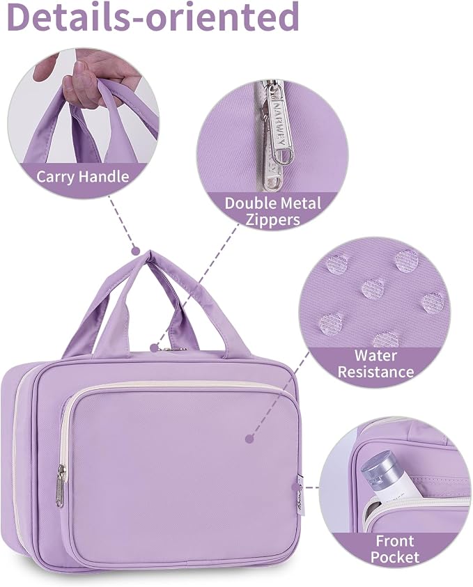 Travel Toiletry Bag for Women Large Hanging Makeup Bag Organizer Toiletries Bag - Image 8