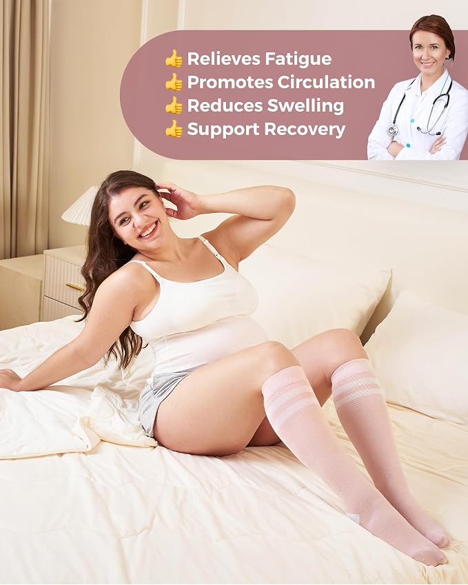 Momcozy Compression Socks for Women Wide Calf, 15-20mmHg Knee High Support - Image 5