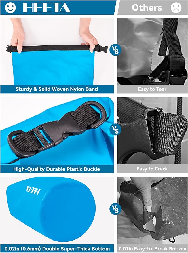 HEETA Waterproof Dry Bag for Women Men 5L/10L/20L/30L/40L Roll Top Lightweight - Image 6