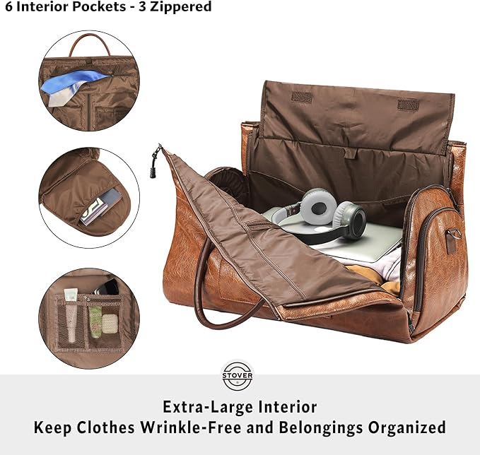 STOVER Garment Travel Duffle Bag, Large 2-in-1 Convertible Carry-on Luggage - Image 3