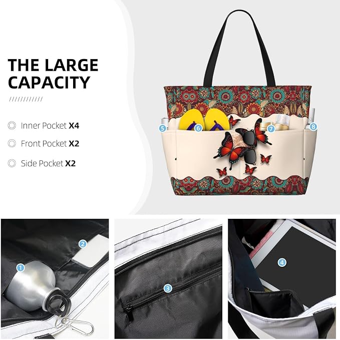 Beach Bag for Women Beach Tote Bag Waterproof Sandproof Large Bags - Image 3