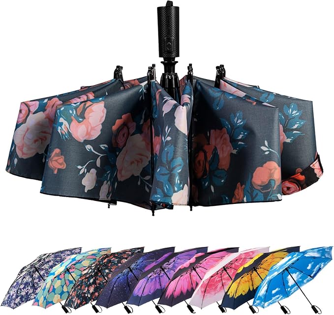 LANBRELLA Compact Reverse Folding Umbrella Auto Windproof Travel Umbrella by LANBRELLA