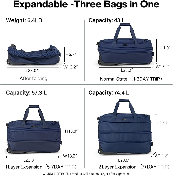 Hanke Expandable Carry On Luggage Suitcases - Image 2