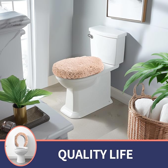Microfiber Elongated Toilet Seat Cover 19.5"x 15" Machine Washable Solid Toilet - Image 8