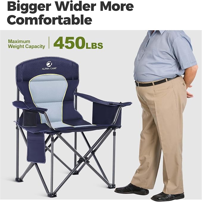 ALPHA CAMP Oversized Camping Chair Heavy Duty Lawn Chair - Image 3