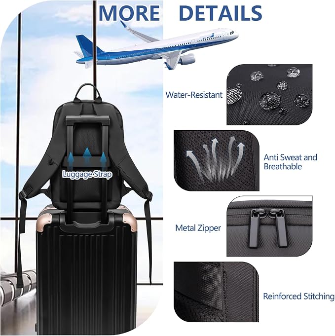 Business Backpack for Men Lightweight Commute Laptop Backpack Anti-Theft Water - Image 5
