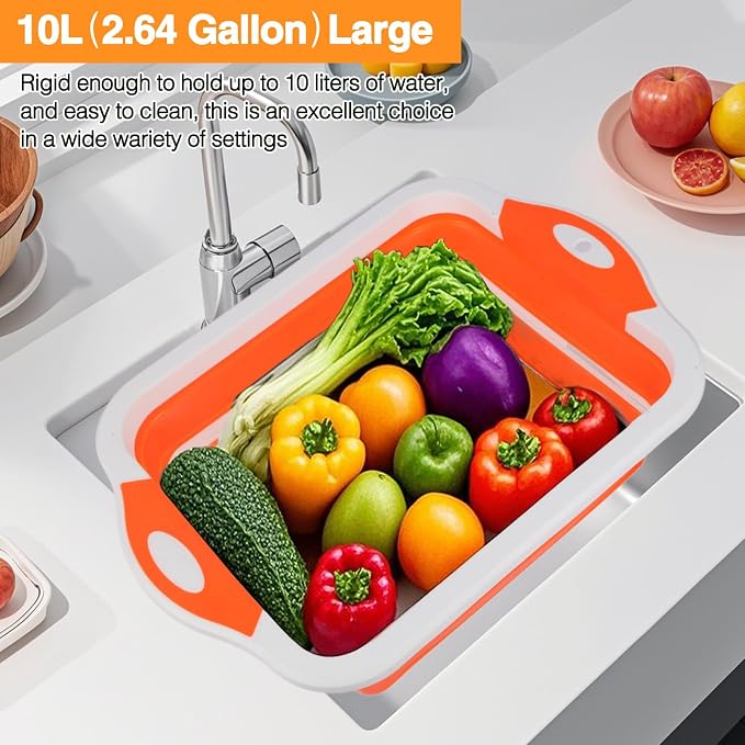 Collapsible BBQ Prep Tub/Cutting Board 10L, Foldable Dish Tub - Image 6