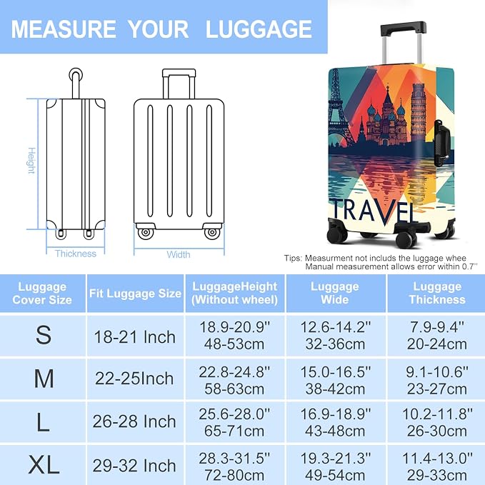 Luggage Cover Washable Suitcase Protector Anti-Scratch, Stretchable Fit - Image 7