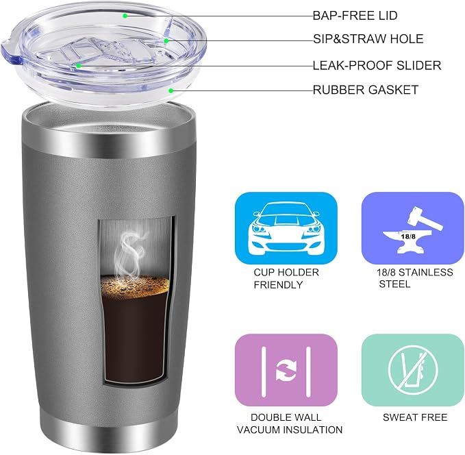 VEGOND 20oz Tumbler with Lid and Straw Stainless Steel Tumbler Cup Vacuum - Image 2