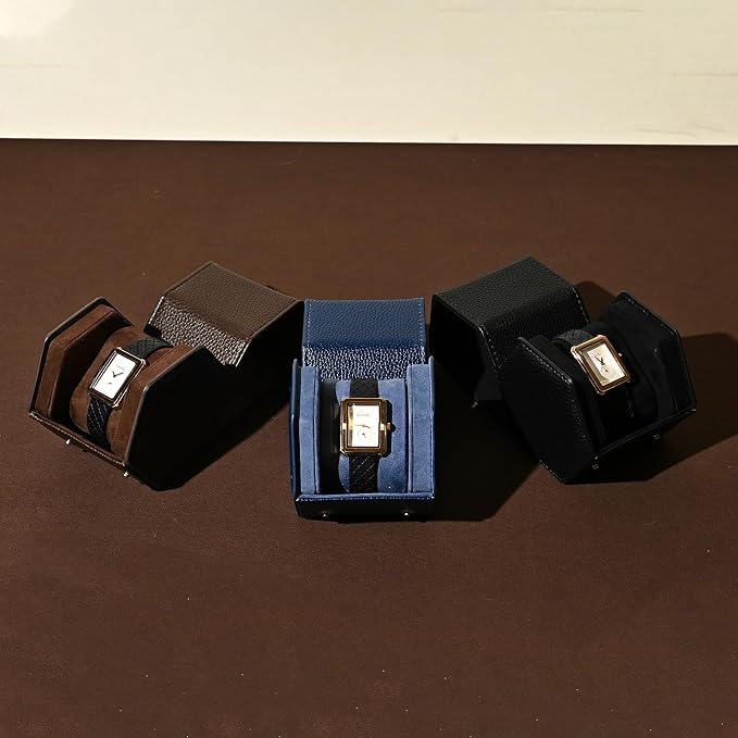 Oirlv Luxury Hexagonal Leather Watch Travel Case Single Watch Box - Image 6