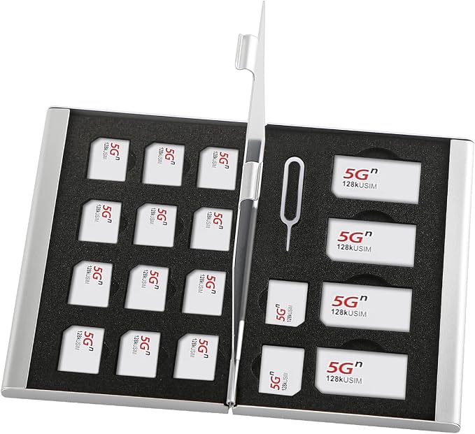 Aluminum SIM Card Case, 19Slots Ultrathin SIM Card Holder, Fit by Unknown