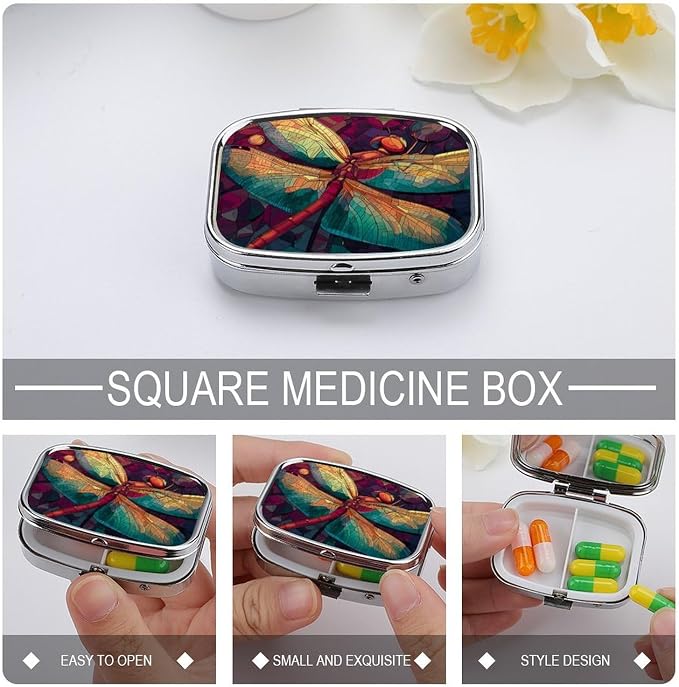 Metal 2 Compartment Pill Organizer Travel Friendly Portable Compact Pill Box - Image 4