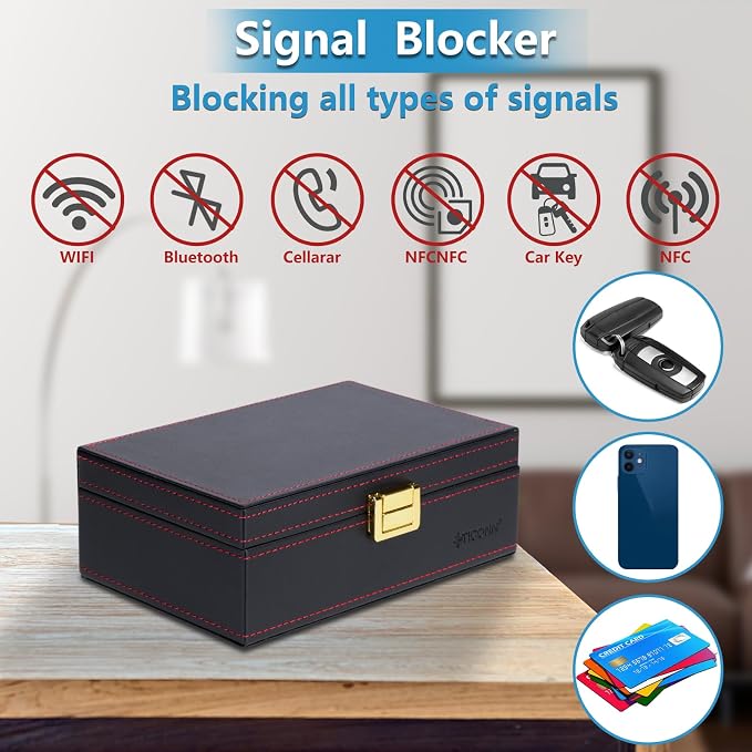 TICONN Faraday Box, Car Key Fob Protector, PU Leather Signal Blocker - Image 4