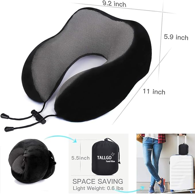 Travel Pillow, Best Memory Foam Neck Pillow Head Support Soft Pillow - Image 4