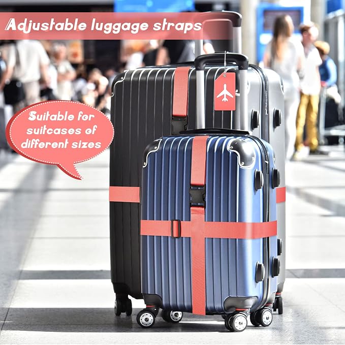 Weewooday 8 Pcs Luggage Straps Suitcase Tags Set - Image 5