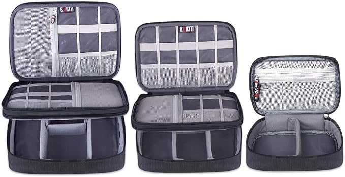 BUBM 3pcs Double Layer Electronic Organizer, Travel Gadgets Bag - Image 2
