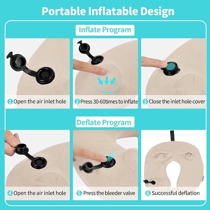 2 Pack Inflatable Travel Neck Pillows - Image 5