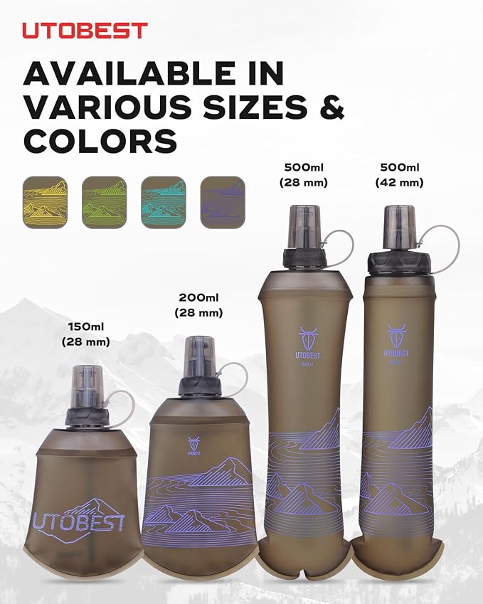UTOBEST 500ml Soft Flask, 2 Pack Flexible TPU Hydration Water Bottle, - Image 4