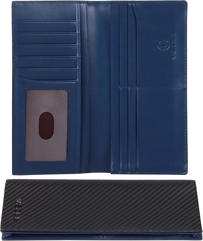 VISOUL Mens Leather Long Checkbook Bifold Wallets by VISOUL