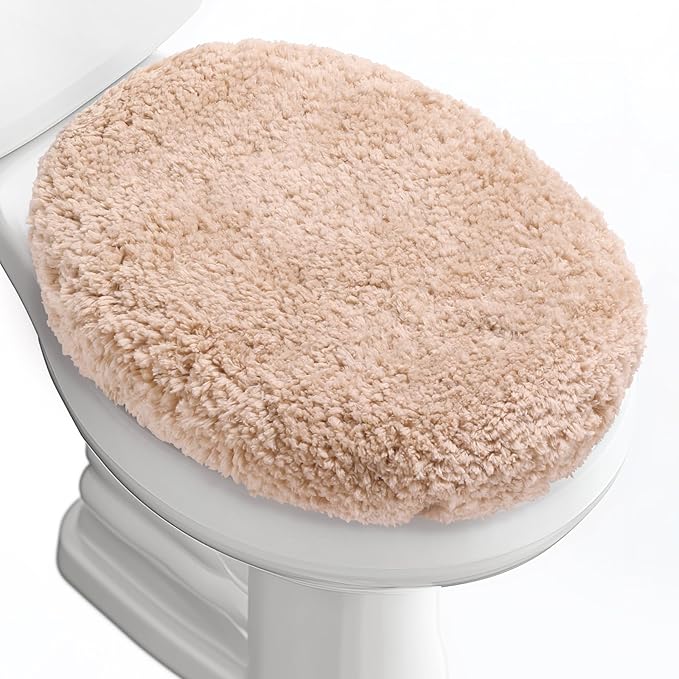 Microfiber Elongated Toilet Seat Cover 19.5"x 15" Machine Washable Solid Toilet by Baahrnom