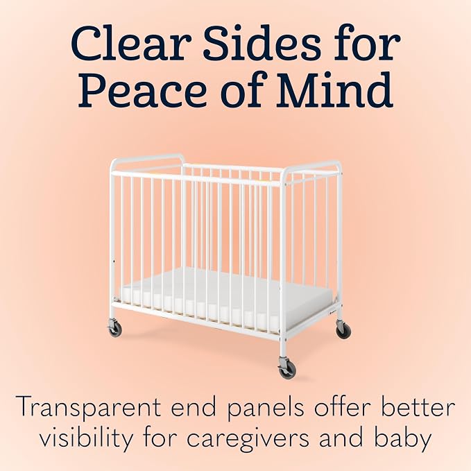 Foundations Chelsea Slatted Metal Compact Daycare Crib, Compact Mini Size - Image 3