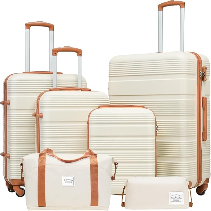 LONG VACATION 6 Piece ABS+PC Hardshell Luggage Set by LONG+VACATION