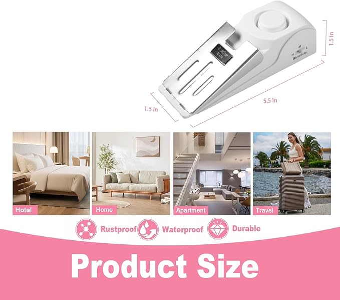 Portable Door Stop Alarm, No Installation Required, Provides Security - Image 2