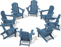 SERWALL Folding Adirondack Chair, HDPE Adirondack Chairs Set of 8, Plastic by SERWALL