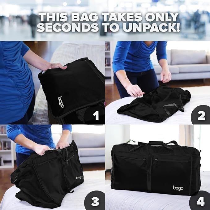 Bago Foldable Duffel Bags for Traveling Women & Men - 60L Medium Packable - Image 7