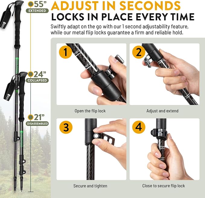 100% Carbon Fiber Trekking Poles by USA Brand - Image 4