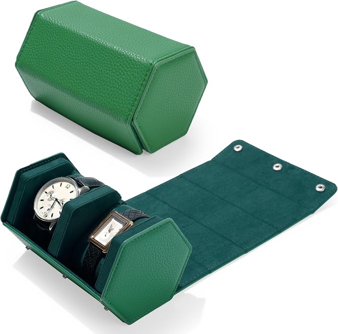 Oirlv Luxury Hexagonal Leather Watch Travel Case Watch Organizer Case by Oirlv