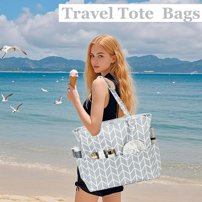 LEDAOU Beach Bag Waterproof Sandproof Women Tote Bag Pool Bag - Image 2
