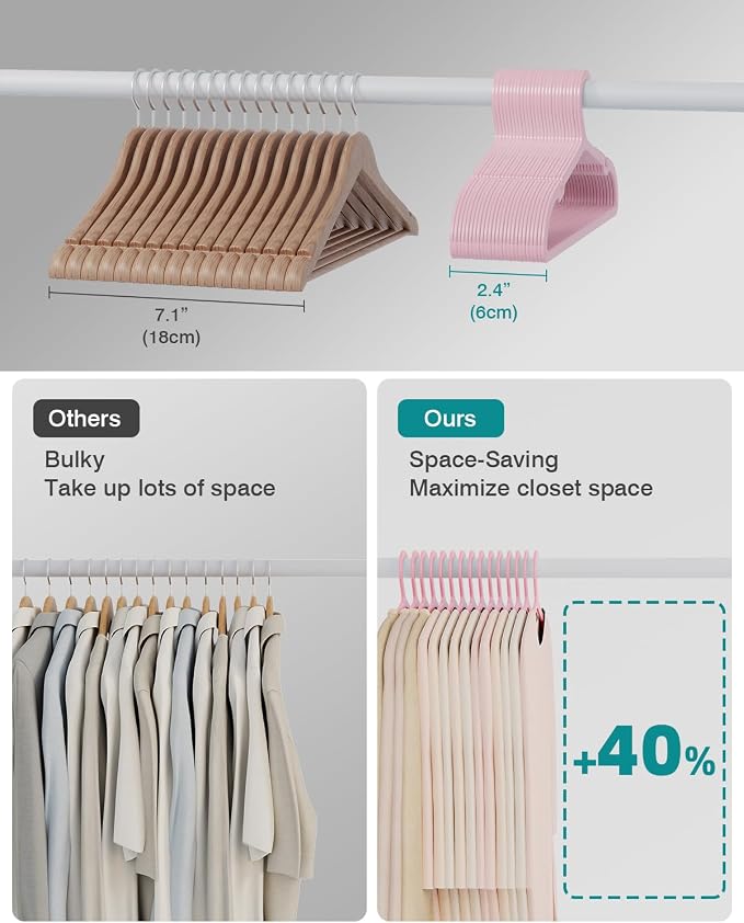 50 Pack Clothes Hangers, Non Slip Plastic Coat Hangers, Space Saving Hangers - Image 6