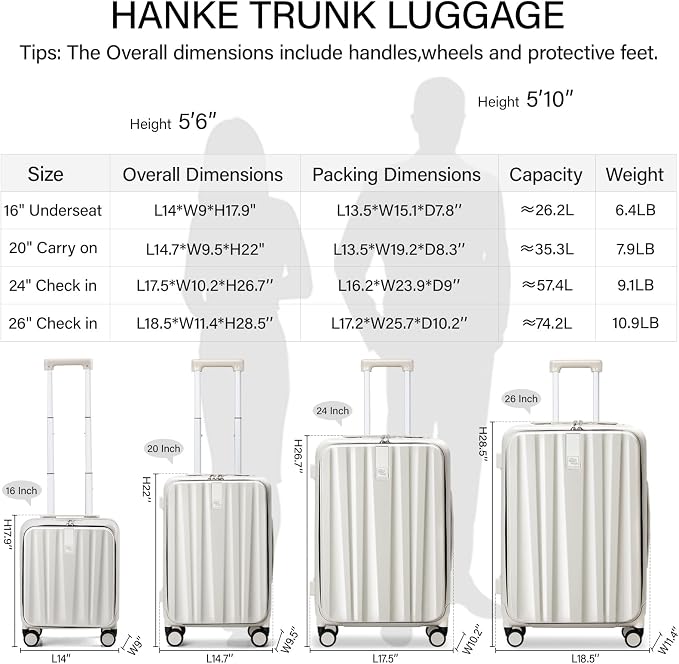 Hanke 24 Inch Checked Luggage PC Hard Case Luggage Top Opening Aluminum Frame - Image 4