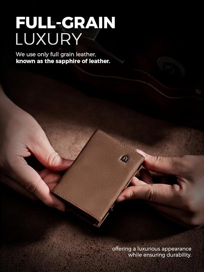 LORZOR Wallet for Men with Metal Card Holder, Pop Up Wallet, Finest Full Grain - Image 3