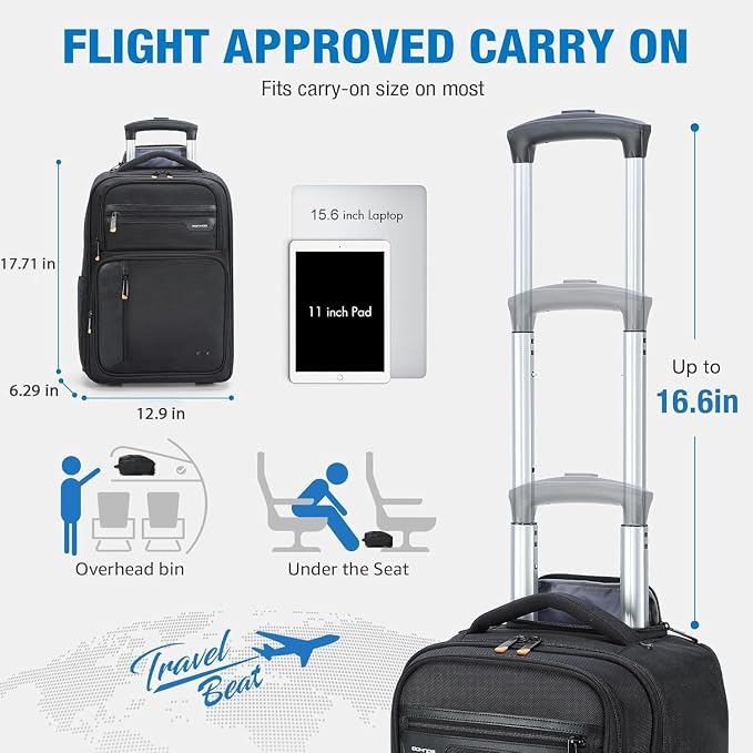 Rolling Backpack, 15.6 inch Laptop Backpack - Image 2