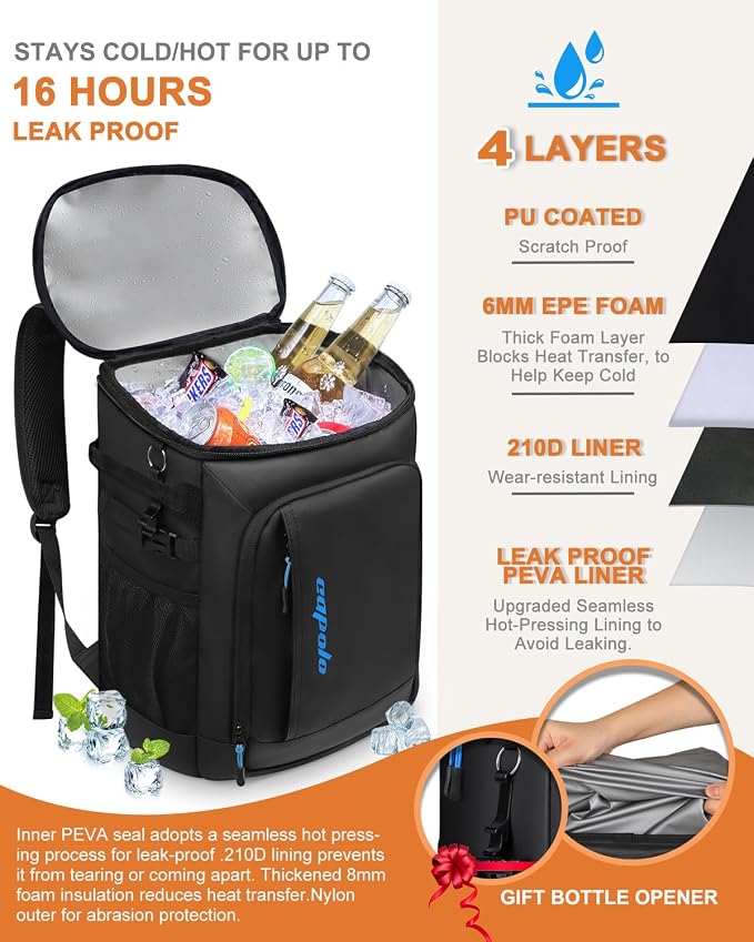 Capolo 36/45 Cans Cooler Backpack Insulated Waterproof - Image 3