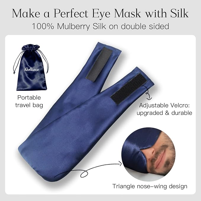 100% Natural Silk Eye Mask for Women Men, Soft Pressureless Cooling Blackout - Image 6