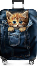 ANNA QUEEN Cute Kitten in Pocket Luggage Cover, Funny Cat Suitcase Protector by ANNAQUEEN