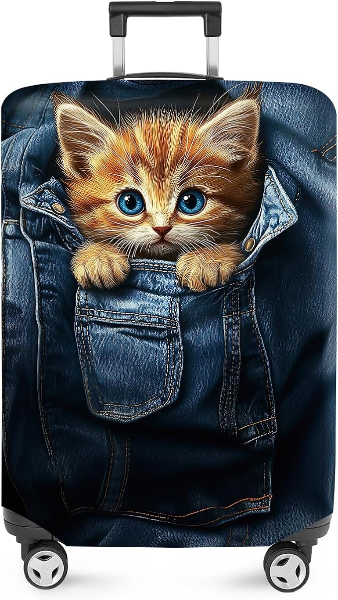 ANNA QUEEN Cute Kitten in Pocket Luggage Cover, Funny Cat Suitcase Protector by ANNAQUEEN