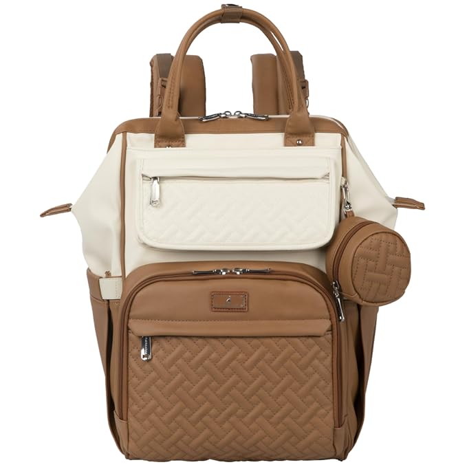 BabbleRoo Leather Diaper Bag Backpack, Unisex Stylish Travel Back Pack Nappy by BabbleRoo
