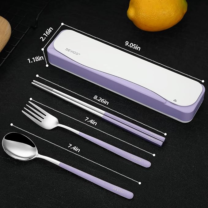 DEVICO Travel Utensils With Case, 18/8 Stainless Steel Camping Utensils - Image 3