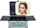 Makeup Case with Magnetic LED Mirror Travel Cosmetic Organizer Portable Makeup by Faquenc