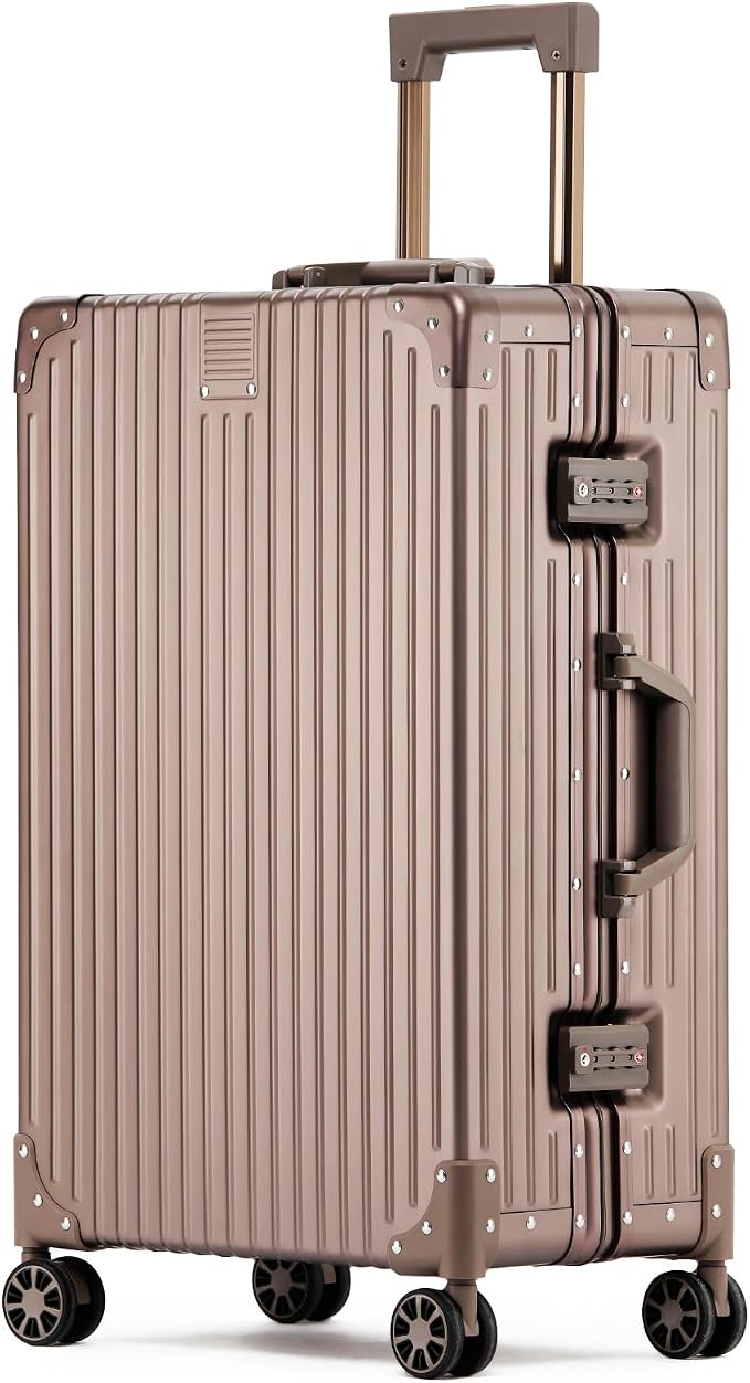 Metal All Aluminum Carry-on Luggage TSA Customs Lock Zipperless Silent Rotary by XZSP+AISU