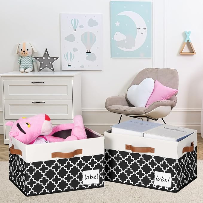Large Storage Bins with Lids, Foldable Fabric Storage Baskets with Lids - Image 2
