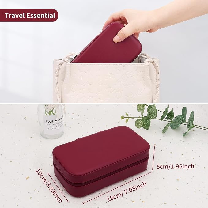 DesignSter Travel Jewelry Box, PU Leather Portable Jewelry Case, Small Jewelry - Image 6