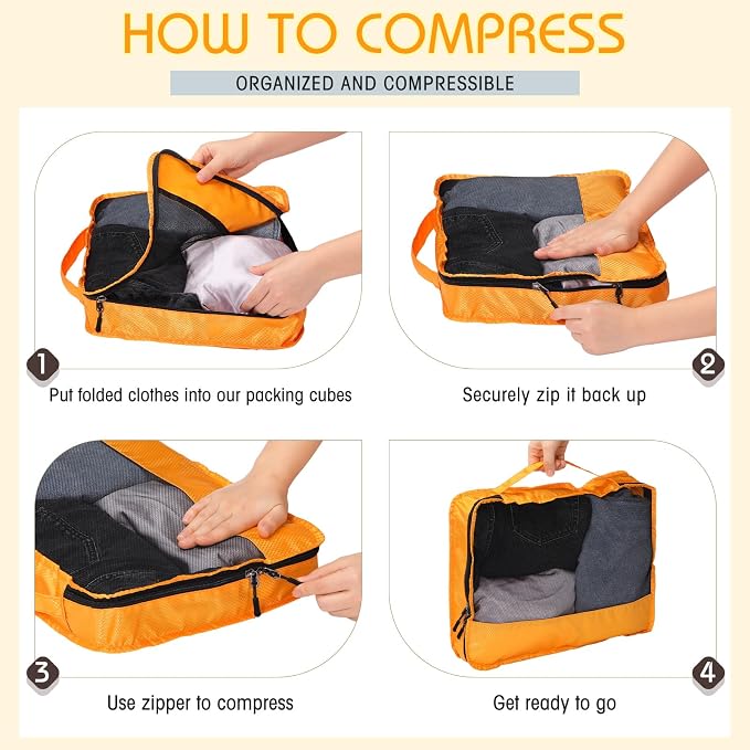 5 Pcs Packing Cubes for Suitcase Large Travel Cubes Carry on Luggage Organizer - Image 4